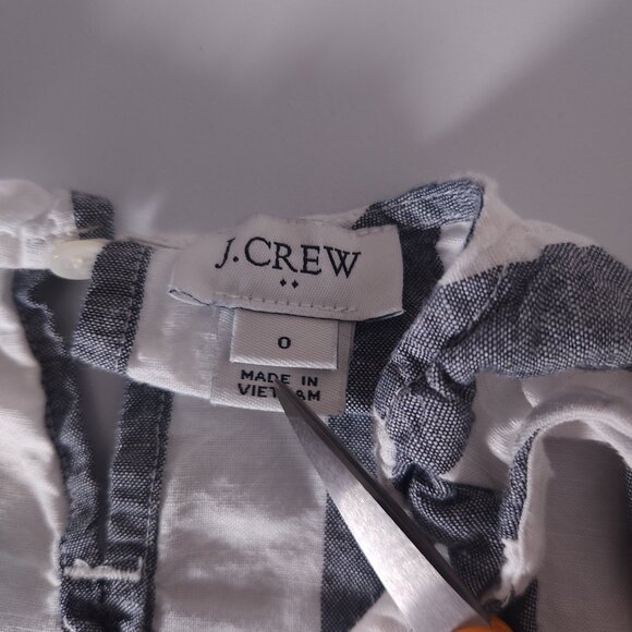 J.Crew Linen Blend Striped Tank Top Womens 0 Tie Hem Nautical Coastal Preppy - Picture 3 of 13